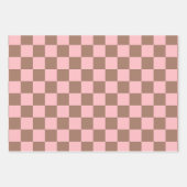 レトロコンテンポラリーモチャブラウンとピンクのパターン ラッピングペーパーシート (正面)