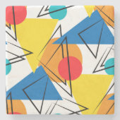 レトロコンテンポラリー幾何パタカラフルーン ストーンコースター (正面)