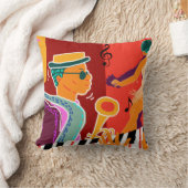 レトロコントラストミュージックフェスティバルジャズ クッション (ブランケット)