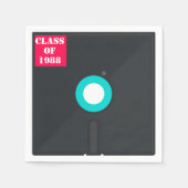 レトロコンピュータのフロッピーディスク| ブルー&レッドノスタルジック スタンダードカクテルナプキン (正面)