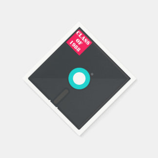 レトロコンピュータのフロッピーディスク| ブルー&レッドノスタルジック スタンダードカクテルナプキン