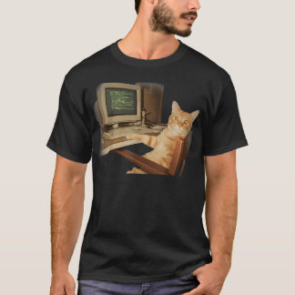 レトロコンピューター猫 楽しい科学 Tシャツ