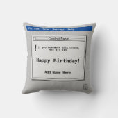 レトロコンピューター画面 誕生日 クッション (裏面)