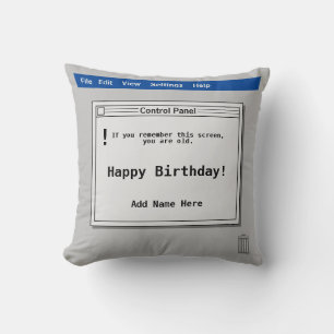 レトロコンピューター画面 誕生日 クッション
