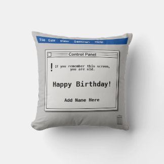 レトロコンピューター画面 誕生日 クッション