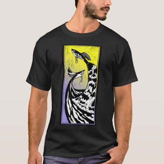 レトロコンピューター 熱帯魚水槽 ヴェイパーウェーブ風 Tシャツ (正面)