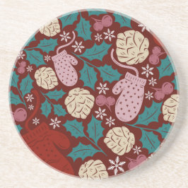 レトロコージークリスマスチャームパターン コースター