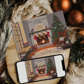 レトロコージークリスマスリビングルームムービング 案内状