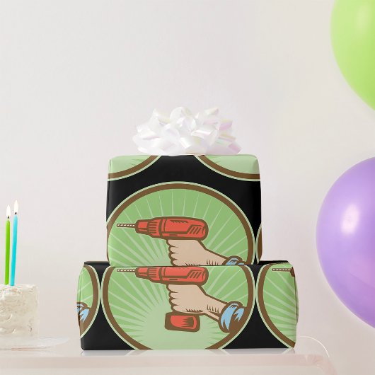 レトロコードレスドリル ラッピングペーパー