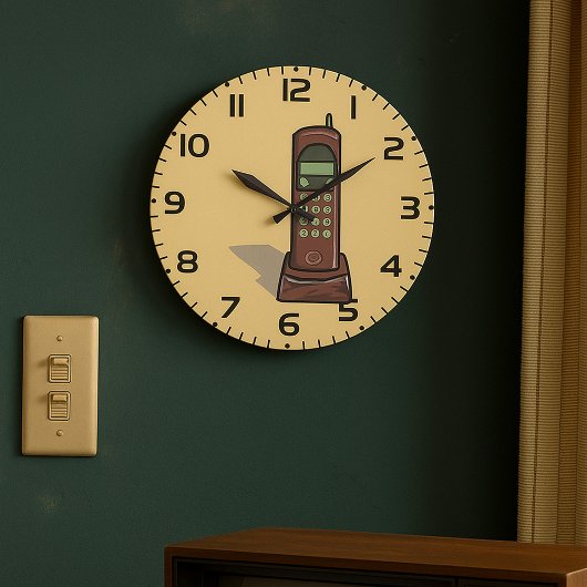 レトロコードレス電話ヴィンテージ90s ラージ壁時計