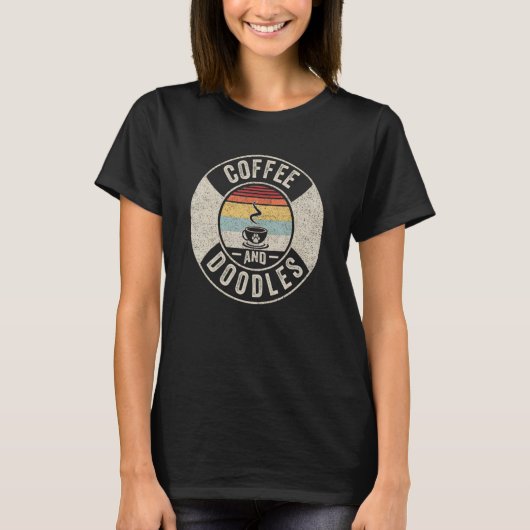 レトロコーヒーと落書きのギフトTシャツ お絵かき好きな人へ Tシャツ (正面)