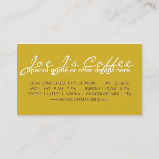 レトロコーヒーの形状 名刺 (裏面)