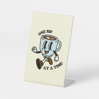 レトロコーヒーカップのスローガン 台座サイン