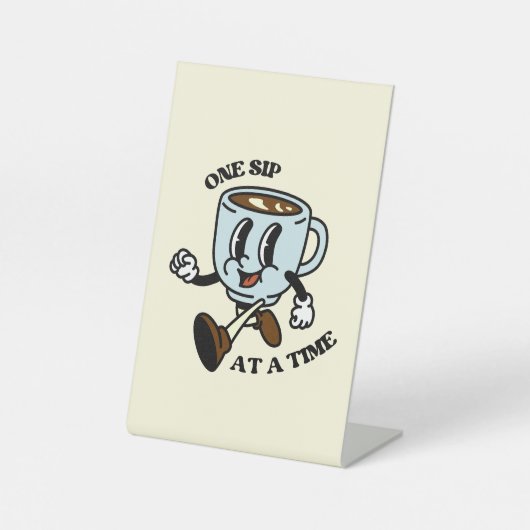 レトロコーヒーカップのスローガン 台座サイン (正面)