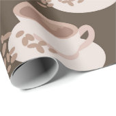 レトロコーヒーカップソーサーホットチョコレートギフト ラッピングペーパー (ロールコーナー)