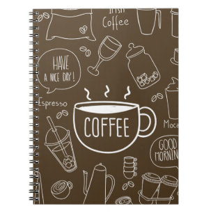レトロコーヒーカップパターンマグカップ – Baristaに最適 ノートブック