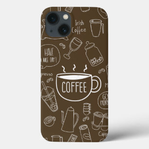 レトロコーヒーカップパターンマグカップ – Baristaに最適 iPhone 13ケース