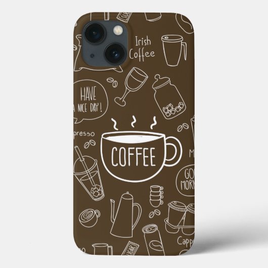 レトロコーヒーカップパターンマグカップ – Baristaに最適 Case-Mate iPhoneケース (裏面)