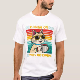 レトロコーヒーキャットビベス – Caffeine Lover Men's Tシャツ