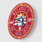 レトロコーヒーショップカフェダイナーテンプレート ラージ壁時計 (傾斜)