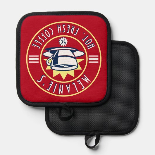 レトロコーヒーショップカフェダイナーテンプレート 鍋敷き (正面/裏面)