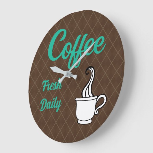 レトロコーヒーショップサインウォールクロックキッチンギフト ラージ壁時計 (傾斜)