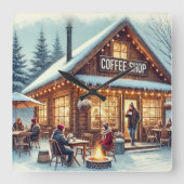 レトロコーヒーショップビベス スクエア壁時計 (正面)