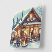 レトロコーヒーショップビベス スクエア壁時計 (傾斜)