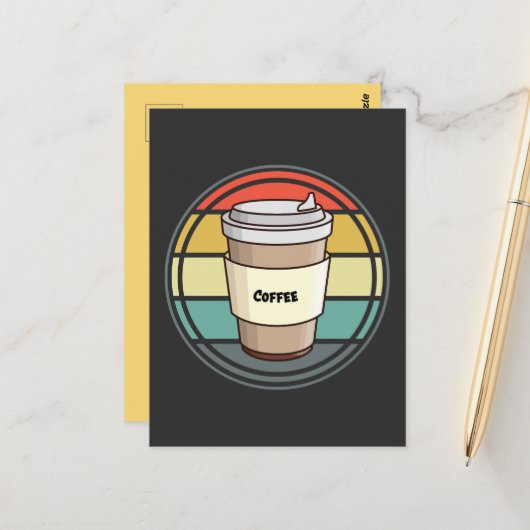 レトロコーヒーホットドリンク行く ポストカード (正面/裏面インサイチュ)