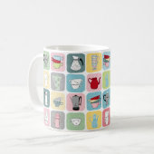 レトロコーヒーポットとカップパターン コーヒーマグカップ (正面左)
