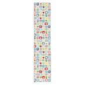 レトロコーヒーポットとカップパターン ショートテーブルランナー (正面)