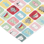 レトロコーヒーポットとカップパターン ショートテーブルランナー (コーナー)