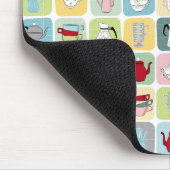 レトロコーヒーポットとカップパターン マウスパッド (コーナー)