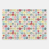 レトロコーヒーポットとカップパターン ラッピングペーパーシート (正面3)