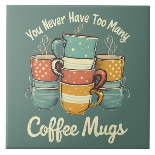 レトロコーヒーマグスタックイラストレーション タイル (正面)
