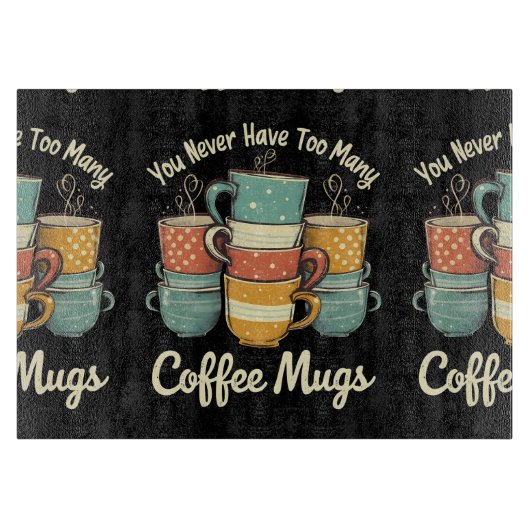 レトロコーヒーマグスタックヴィンテージデザイン カッティングボード (正面)