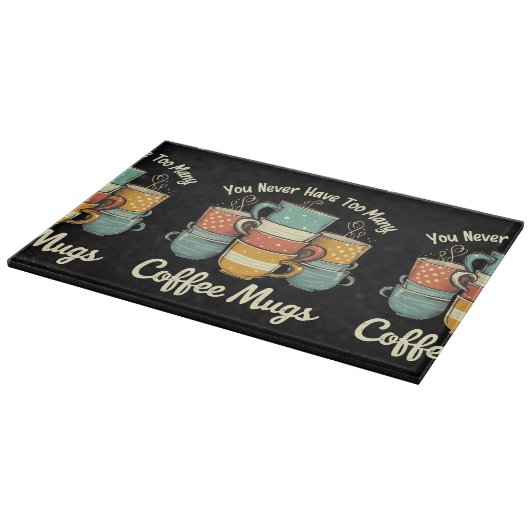 レトロコーヒーマグスタックヴィンテージデザイン カッティングボード (角)