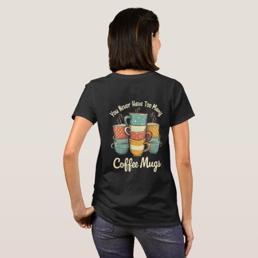 レトロコーヒーマグスタックヴィンテージデザイン Tシャツ (裏面フル)