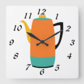 レトロコーヒー抽出器 スクエア壁時計 (正面)