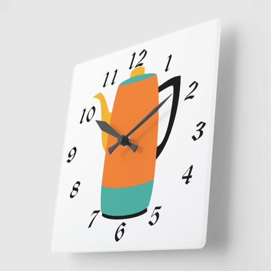 レトロコーヒー抽出器 スクエア壁時計 (傾斜)