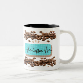 レトロコーヒー豆ティール（緑がかった色）マグカップ ツートーンマグカップ