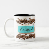 レトロコーヒー豆ティール（緑がかった色）マグカップ ツートーンマグカップ (左)