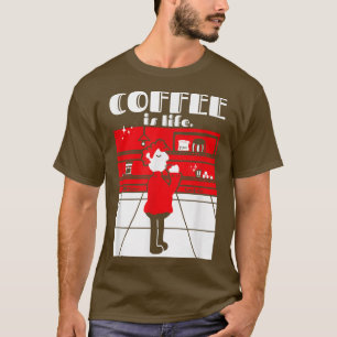 レトロコーヒーlsライフコーヒーラバーエスプレッソドリンカー tシャツ