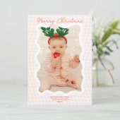 レトロコーラルギンガムメリークリスマスウェーブー2枚の写真 シーズンカード (スタンド正面)