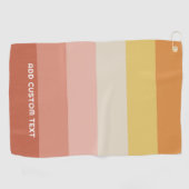 レトロコーラルストライプサンミニマルセリフ名 ゴルフタオル (横)