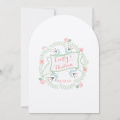 レトロコーラルピンクブルーグリーンヴィンテージフローラ 招待状 (裏面)