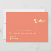 レトロコーラル フォト メイド オブ オナー プロポーズ カード (裏面)