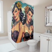 レトロゴシックガールズピンアップ シャワーカーテン (インサイチュ)