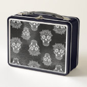 レトロゴシックスタイルシュガースカルブラック メタルランチボックス (正面)