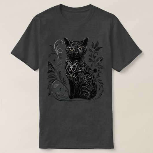 レトロゴシックスタイル猫ギフトヴィンテージ猫 Tシャツ (デザイン正面)